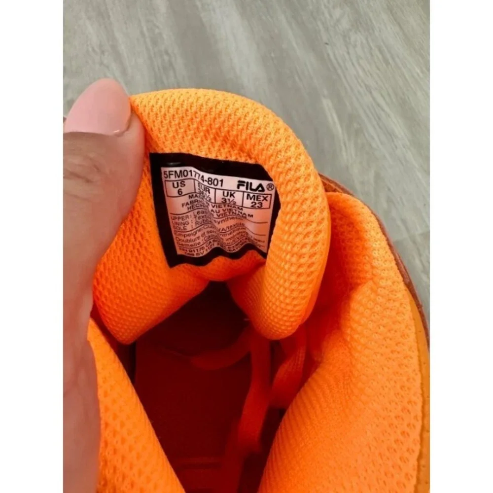 Fila High Top‎ Sneakers Bright Orange Lace Up Velcro Women US 6 EUR 37